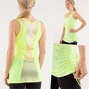 Lululemon Mesh Open Back Tank Neon Size 4 NWOT